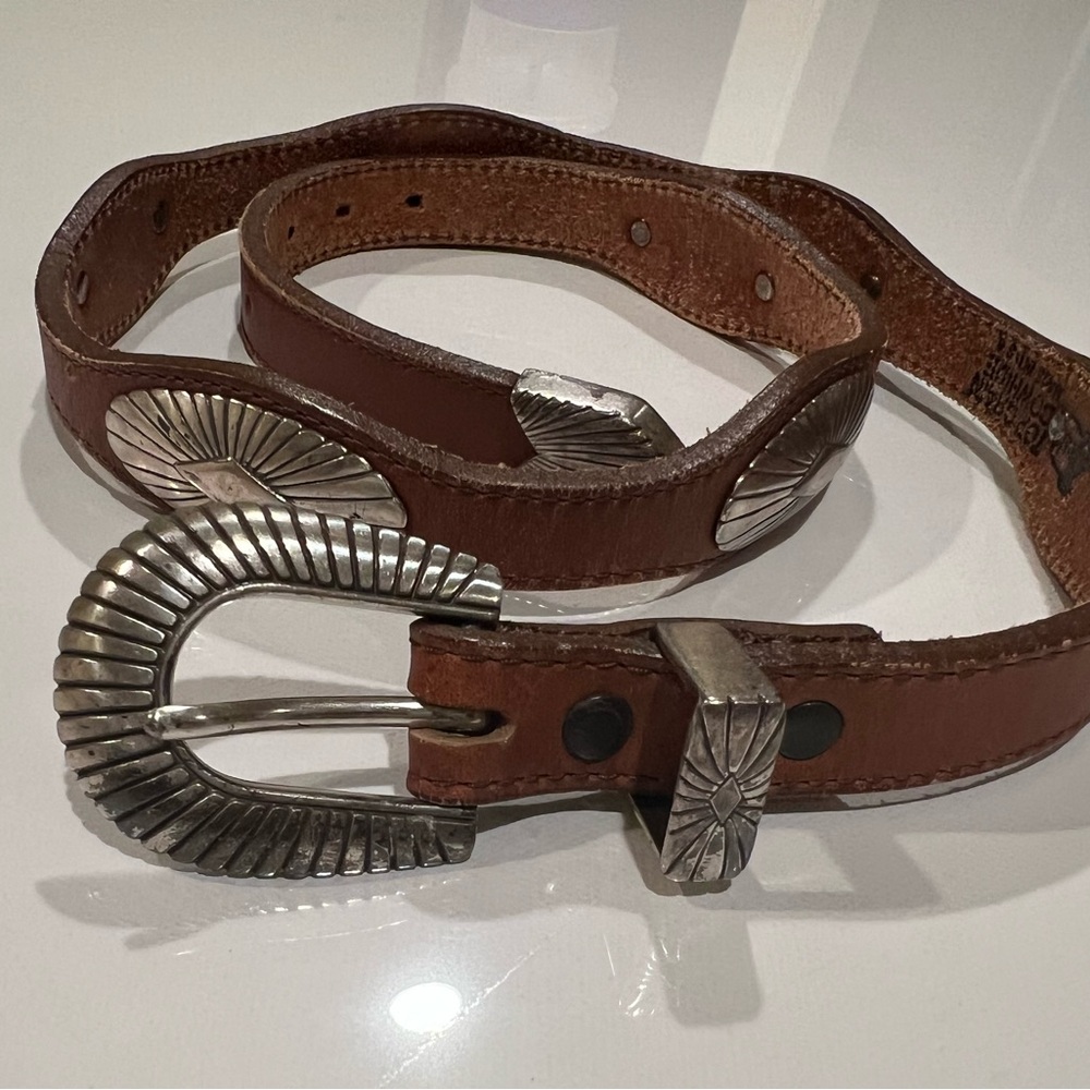 Leather belt western style tan size small